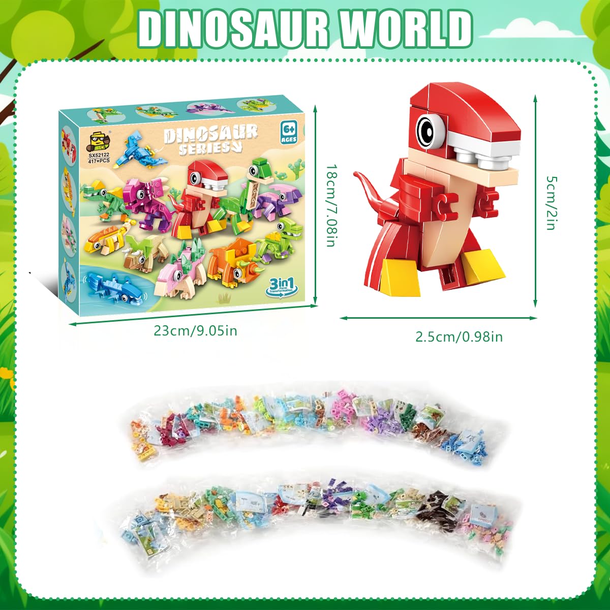 12 Packs Dinosaur Building Blocks Party Favors for Kids Mini Animals Building Blocks Toy - Image 2
