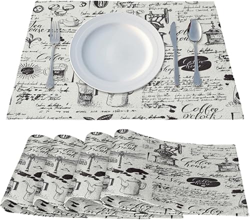 Miniatura 2 de Modern Retro Theme Placemats Set of 4 Table Mats Washable Placemat Waterproof Place Mats for Party Home Dining Table Decor 18x12 in