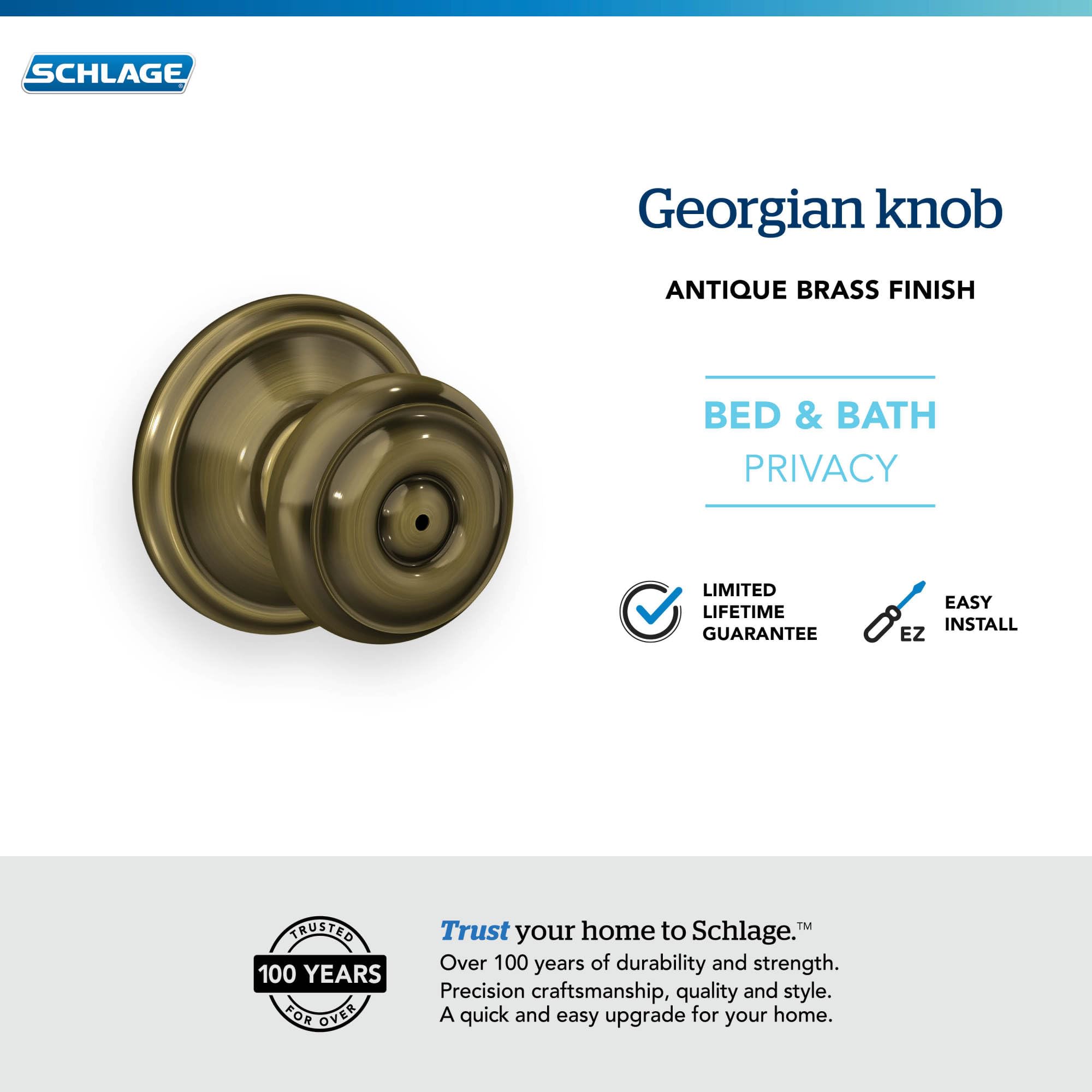 Schlage Georgian Door Knob - Antique Brass -2