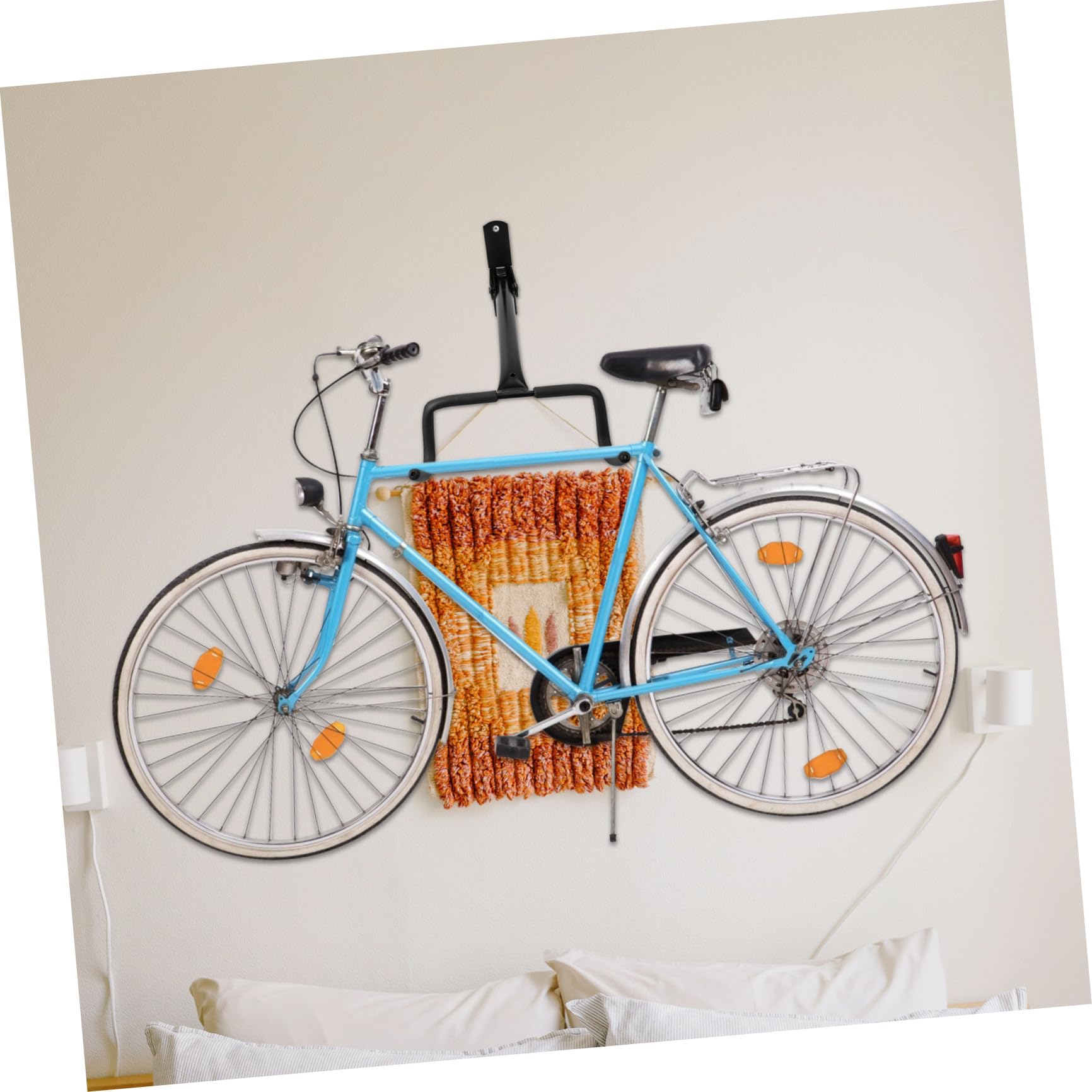 Supporto Salvaspazio p e Acciaio Parete Bicicletta per Pieghevole Nero, Gancio Doppio Mountain Bike, Garage e Capannone