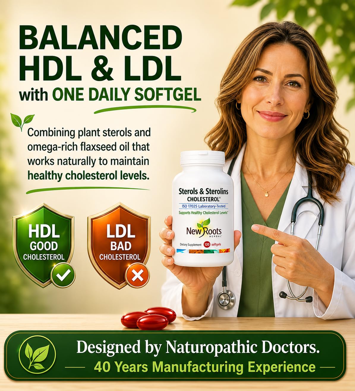 NEW ROOTS HERBAL Plant Sterols and Sterolins Supplement with Organic Flaxseed | Stanols or Phytosterols for Cholesterol Support with Source of Omega-3s (120 Softgels) — Amazon image 4