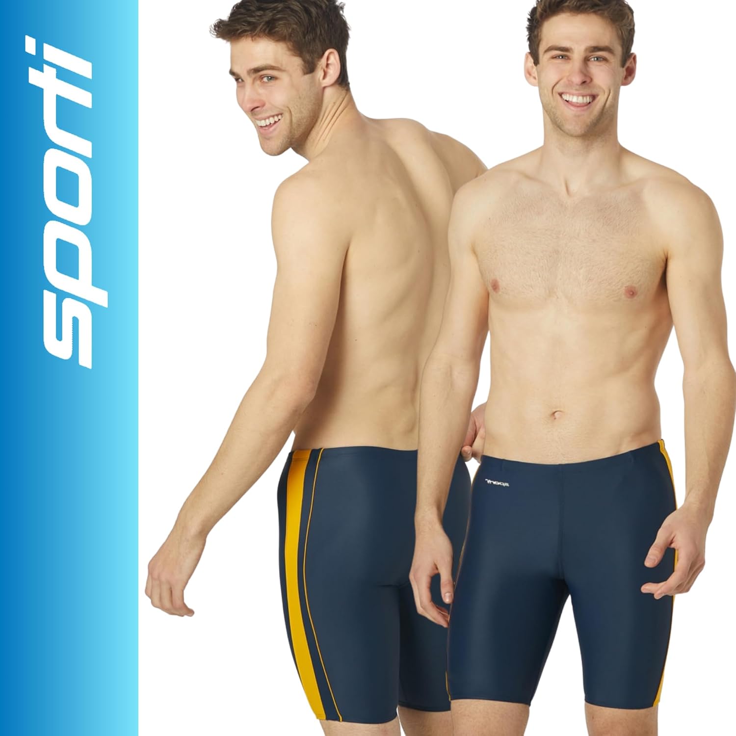Sporti Men's Athletic Swimwear Jammers, Multi Solid Color - Racing & Training Swimsuit Jammers for Men, Durable Long Lasting