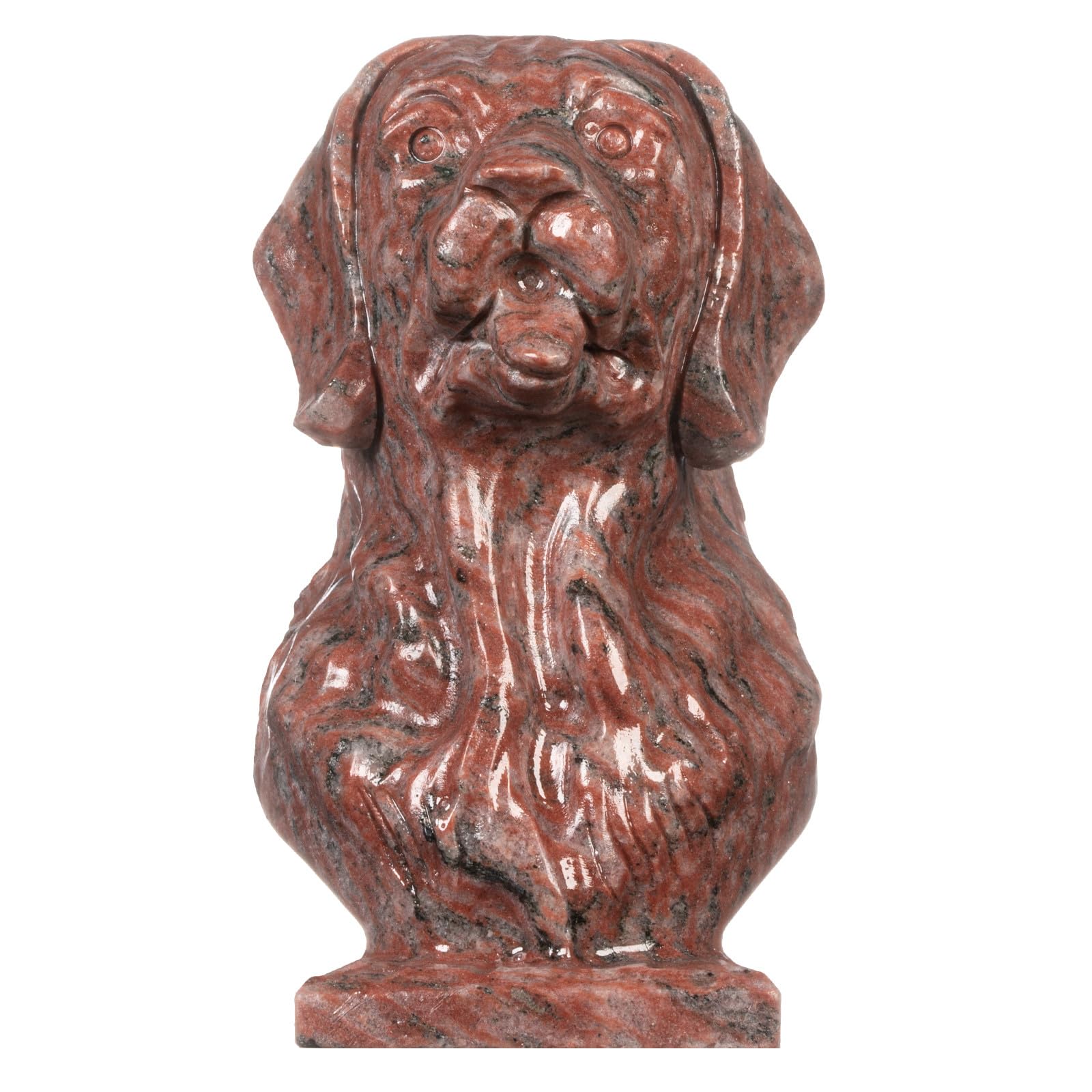 Nupuyai 4" Sesame Red Jasper Crystal Stone Dog Statue