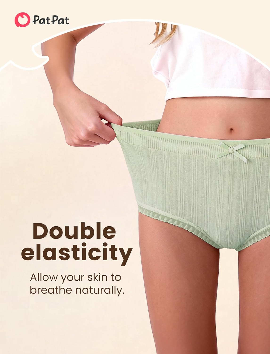 PATPAT Girls' Underwear, Soft Panties for Kids Teens, Comfort Breathable Light Briefs, 3-Pack, Size M for 9 10 11 12 13 Year - Image 4