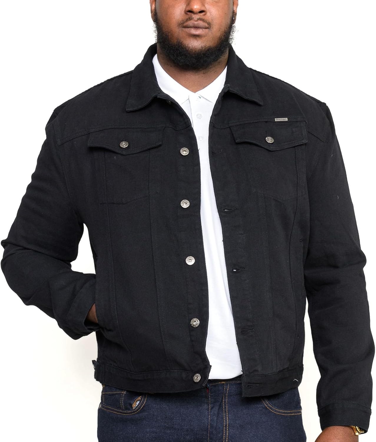 Duke Mens Kingsize Western Trucker Style Denim Jacket (8XL) (Black)