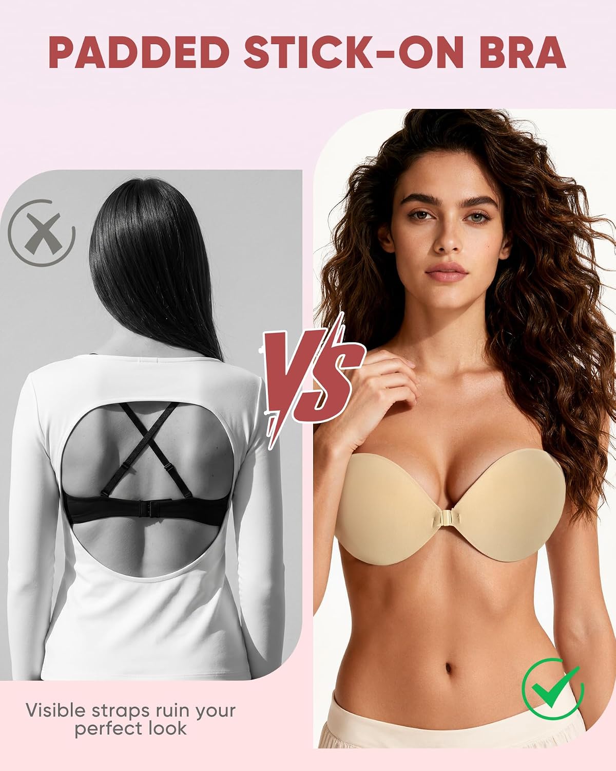 Thick Padded Sticky Bra Invisible Adhesive Backless Bra for Push Up A