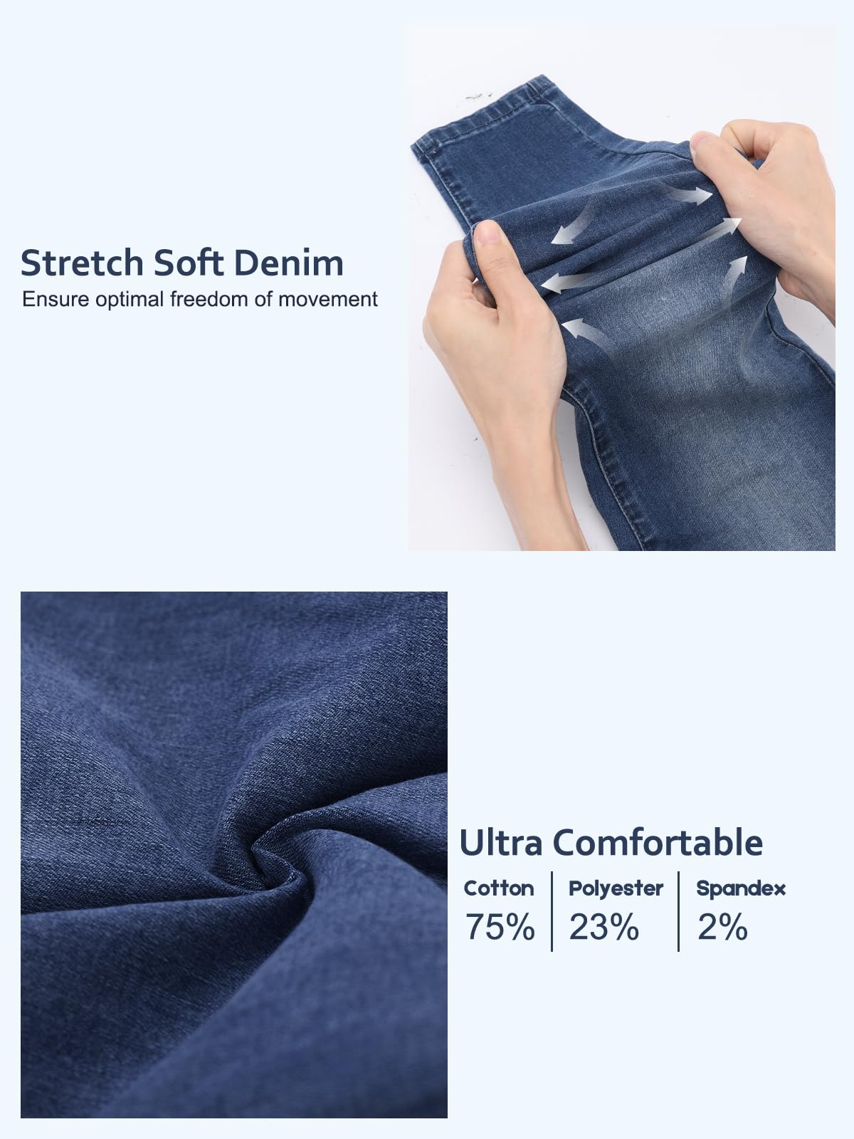 Vaqueros Elásticos Mujer, Skinny Slim Jeans De Tiro Alto Jeggings Treggings Push Up Pantalón Vaqueros Elástico Ankle