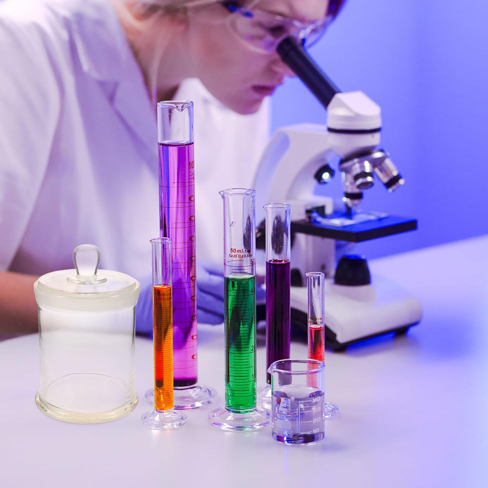 Toddmomy Frasco de Tinción de Vidrio Transparente Tapa de Cierre Hermético para Laboratorio Capacidad 1200ml, Reutilizable Boca Ancha para Muestras