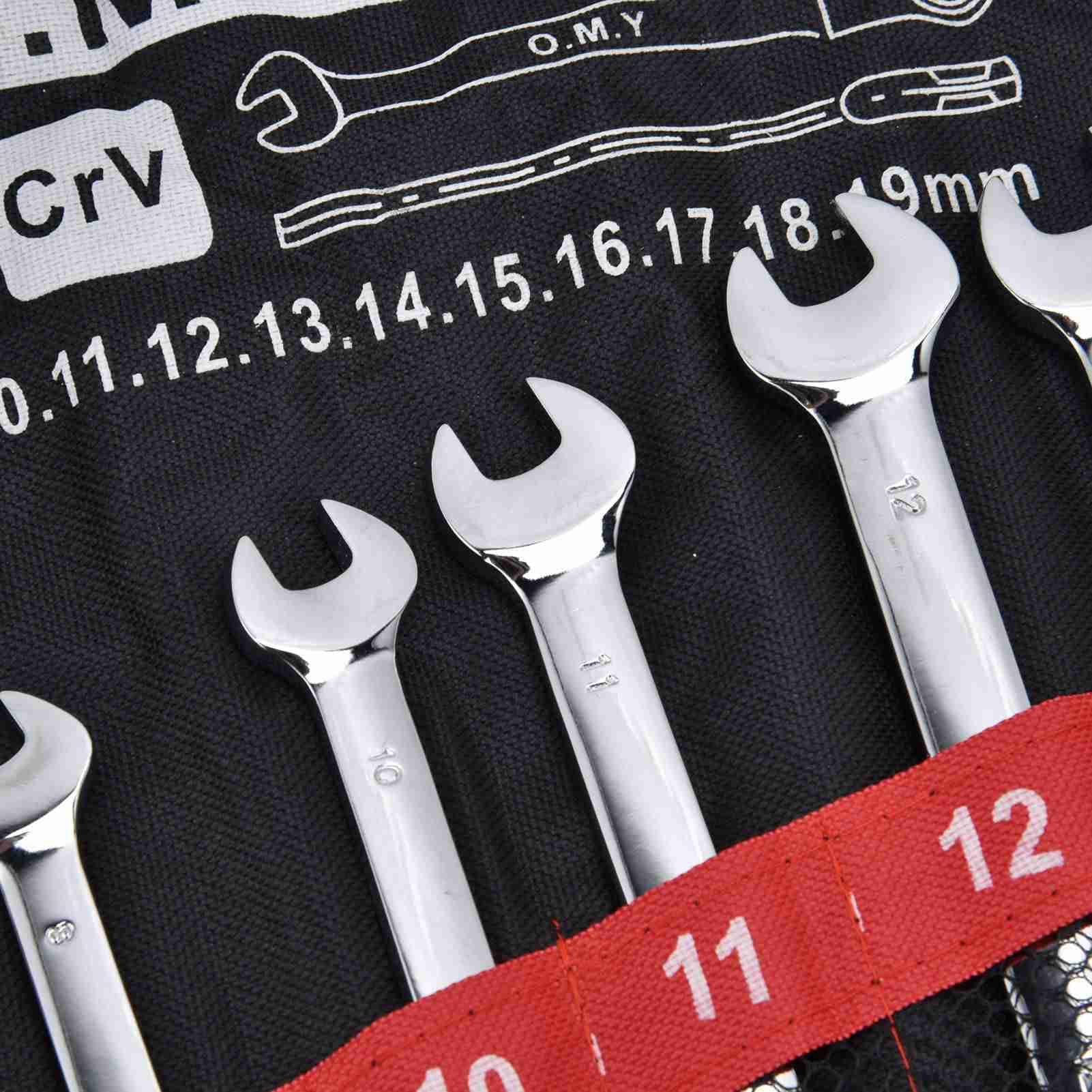 Zestaw 12 szt. Kluczy Płasko-oczkowych z grzechotką 8-19 Mm,