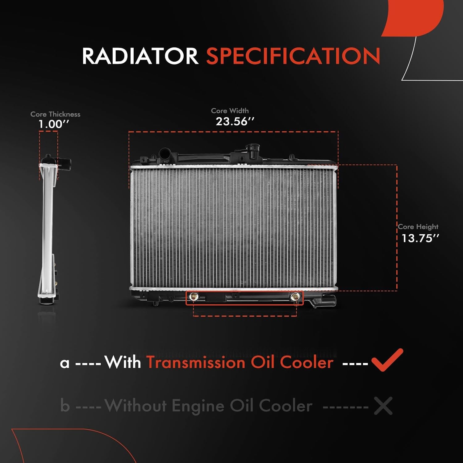A-Premium Engine Coolant Radiator Assembly with Transmission Oil Cooler Compatible with Suzuki Esteem 1999-2002, 1.6L 1.8L, AT/MT