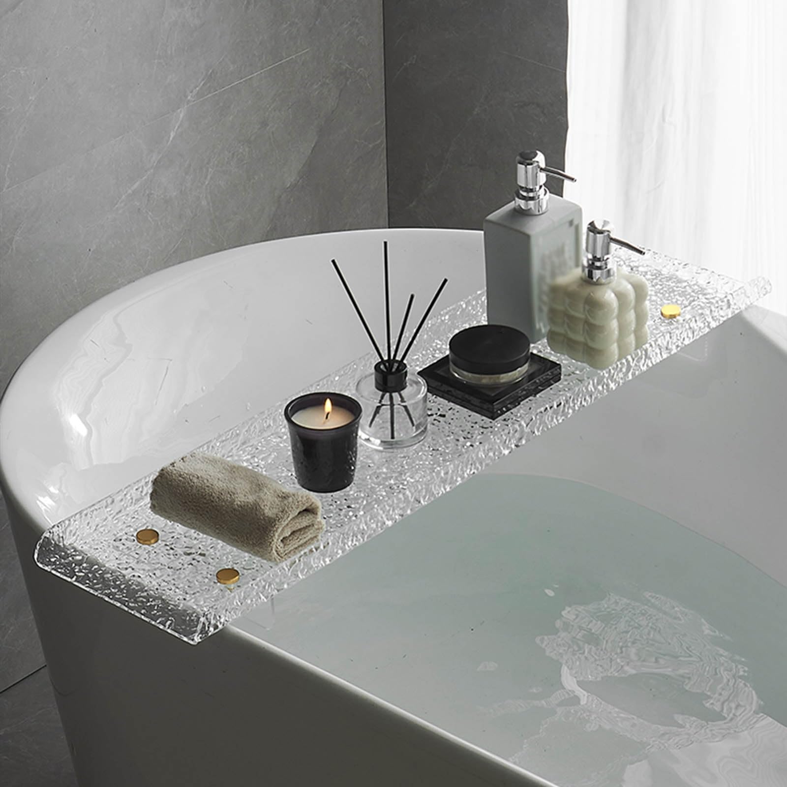 MYUYEE Adjustable Bathroom Tray – Versatile Bathtub And Bed Tray For 1 Or 2 Shower Nizer Ideal For Home Spa Relaxation And Reading For Self Care (1 Couleur-70Cm/27.5In)