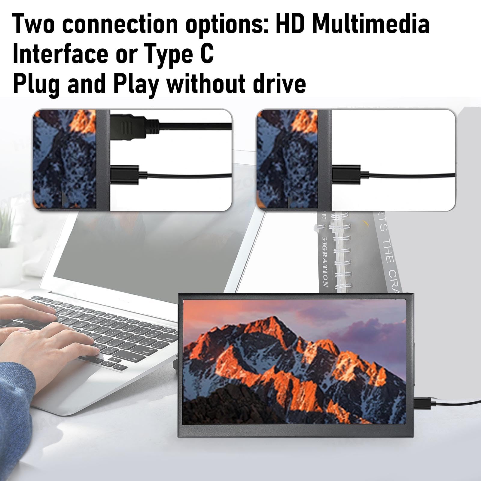 SENECESLI Monitor Touchscreen da 7 Pollici, Schermo 1024x600 con Tocco Capacitivo, modalità Orizzontale e Verticale, Monitor Portatili Display Touch con Visualizzazione 'utilizzo di CPU