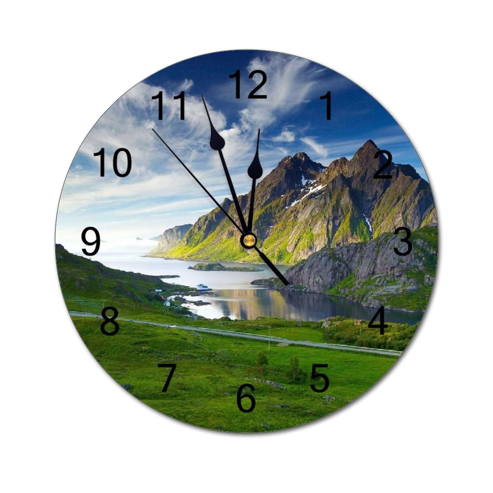 Funlucy Moderno orologio da parete rotondo paesaggio montagna prato campo  natura silenzioso senza ticchettio orologi da parete per cucina, ufficio, orologio  da appendere retr?, 35,5 cm : Amazon.it: Casa e cucina