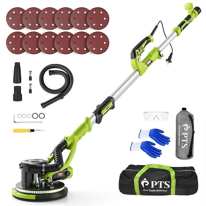 电动干墙打磨机，带吸尘收集和LED灯，支持可调速