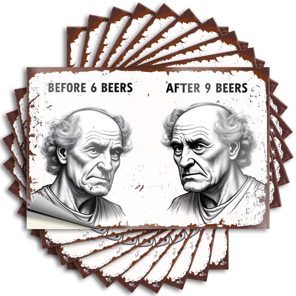 Decal Funny Office Decor Peel and Stick - Before 6 Beers After 9 Beers Bottle Heavy Waterproof Vinyl for Autumn(12X18CM)