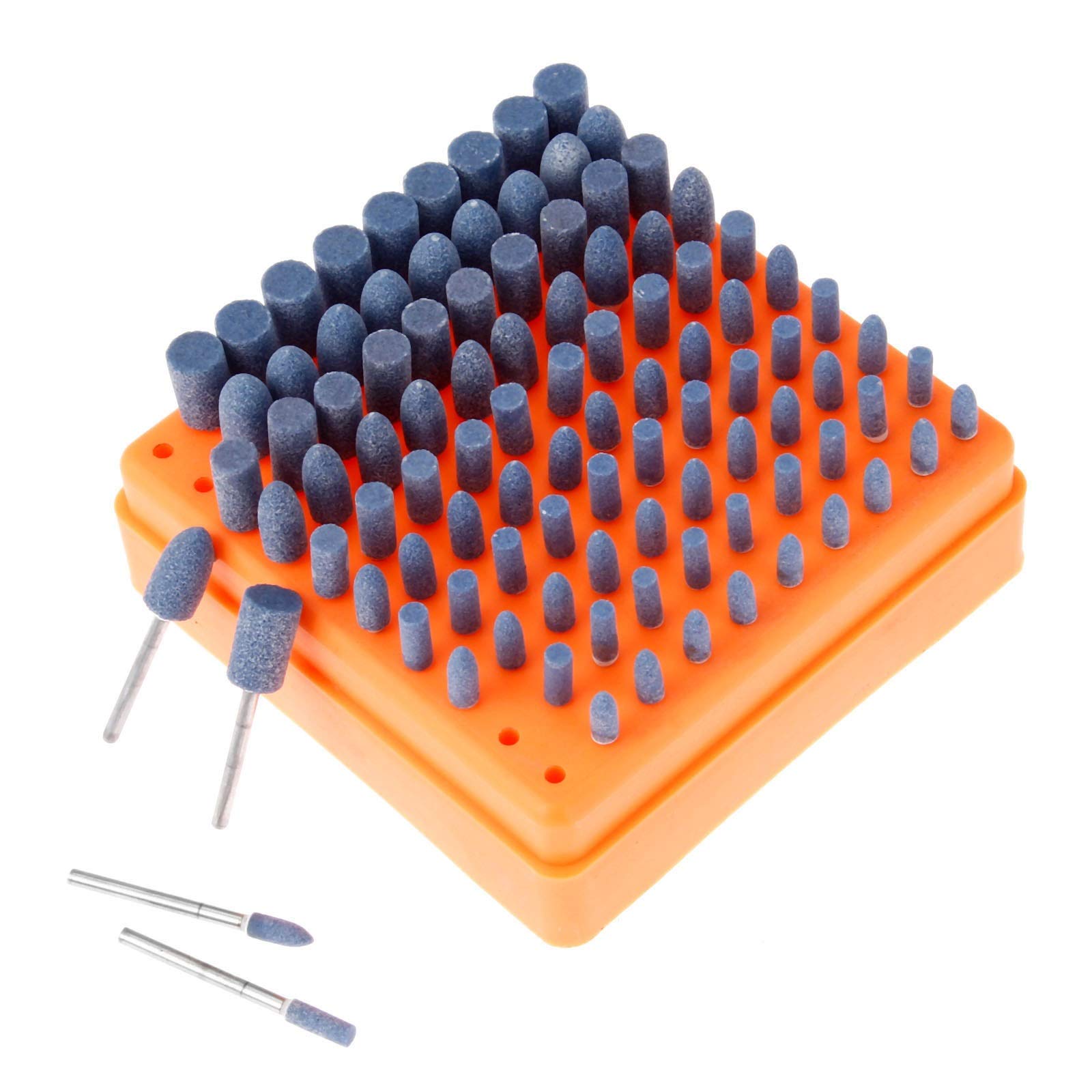 Testa di macinazione e lucidatura 100pcs Abrasivo Punto di pietra montata Punto di macinazione della ruota della testa for laminazione della stampo Polish Die Grinder Strumenti rotativi 3mm Stinco