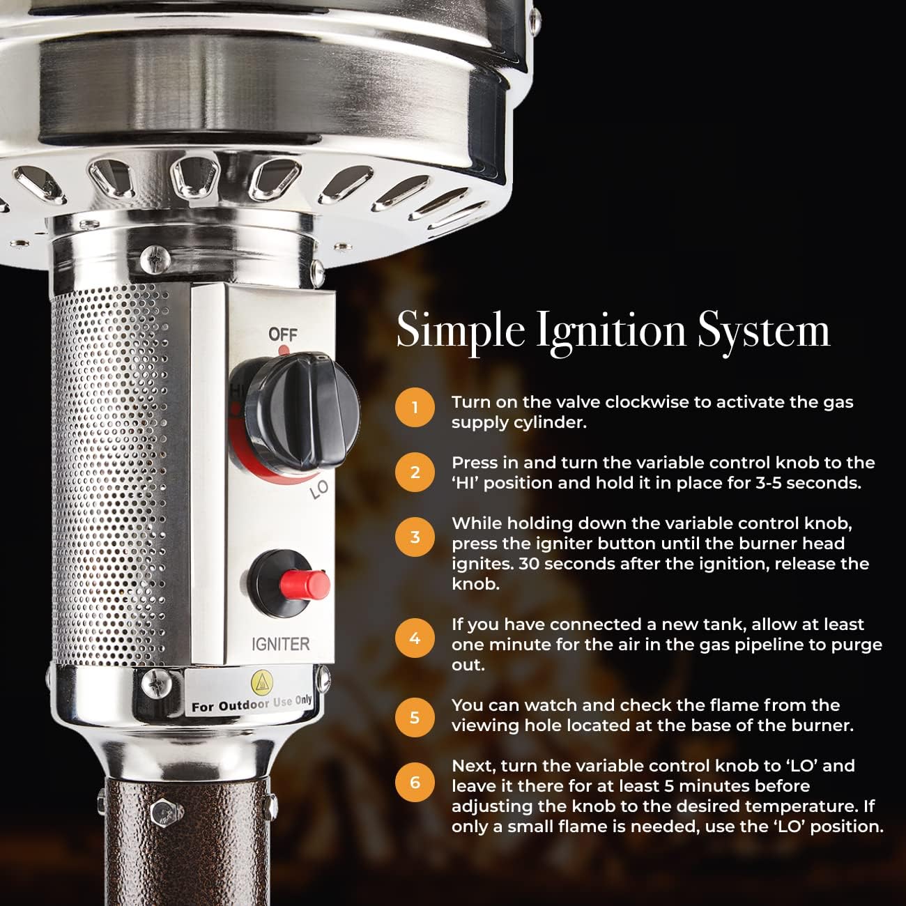 Patio Heater, 50,000 BTU Outdoor Patio Heater with Anti-tilt and Flame-out Protection System, Stainless Steel Burner, Easy Assembly, 18-Foot Diameter Heat Range,Commercial & Residential : Patio, Lawn & Garden