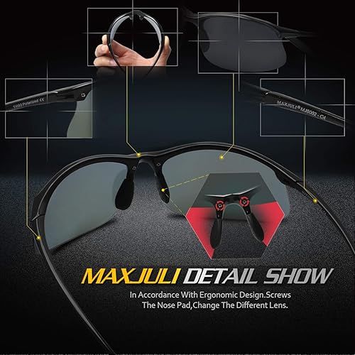 Miniatura 7 de JULI - Gafas de sol deportivas polarizadas para hombres y mujeres, marco irrompible Tr90 para correr, pescar, béisbol, conducir, MJ8002