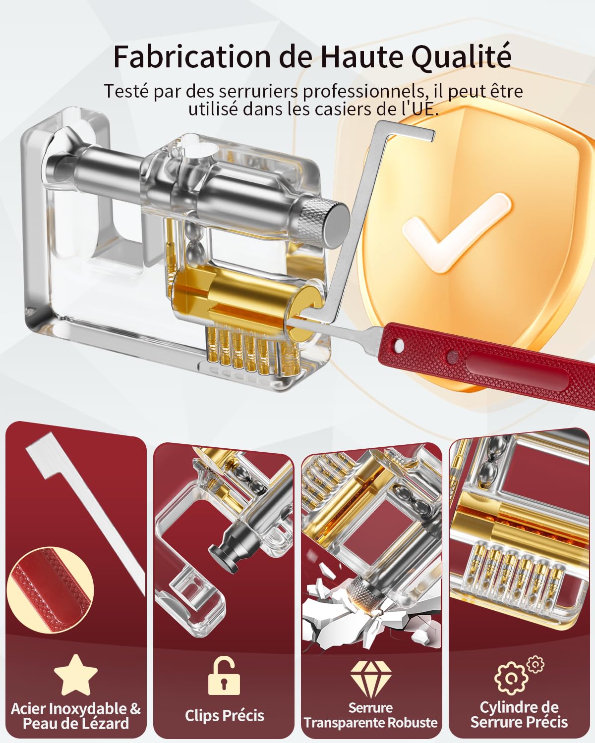 Eventronic Kit de Crochetage Serrure 37+5 Pièces, [2026 Nouvelle Edition Pionnier & Nouvelle Expérience Lockpick] avec 5 Serrure Transparente Cadenas, pour Serruriers Débutant & Pro