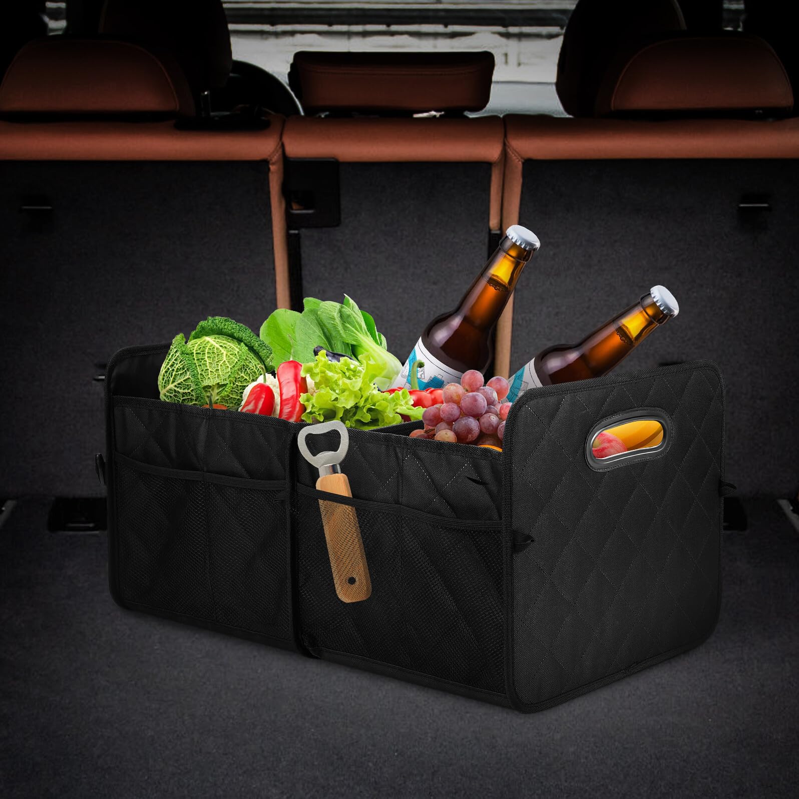 Auto Kofferraum Organizer mit Geteilten Fächern Faltbare Kofferraumbox Leichter Suv Trunk Organizer Vielseitig für Werkzeug Einkäufe und Sportausrüstung Praktischer Auto