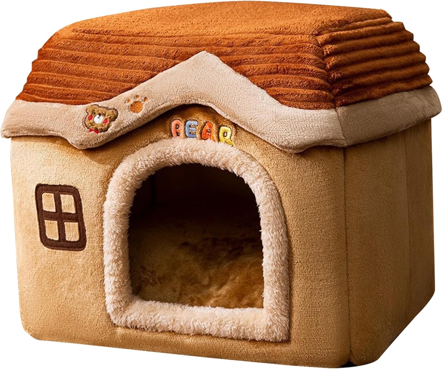 15.8x11.8x12.6 inch Indoor Dog House Warm Detachable Large Space Dog Castle Non Slip Washable Cave for Small Medium Dogs