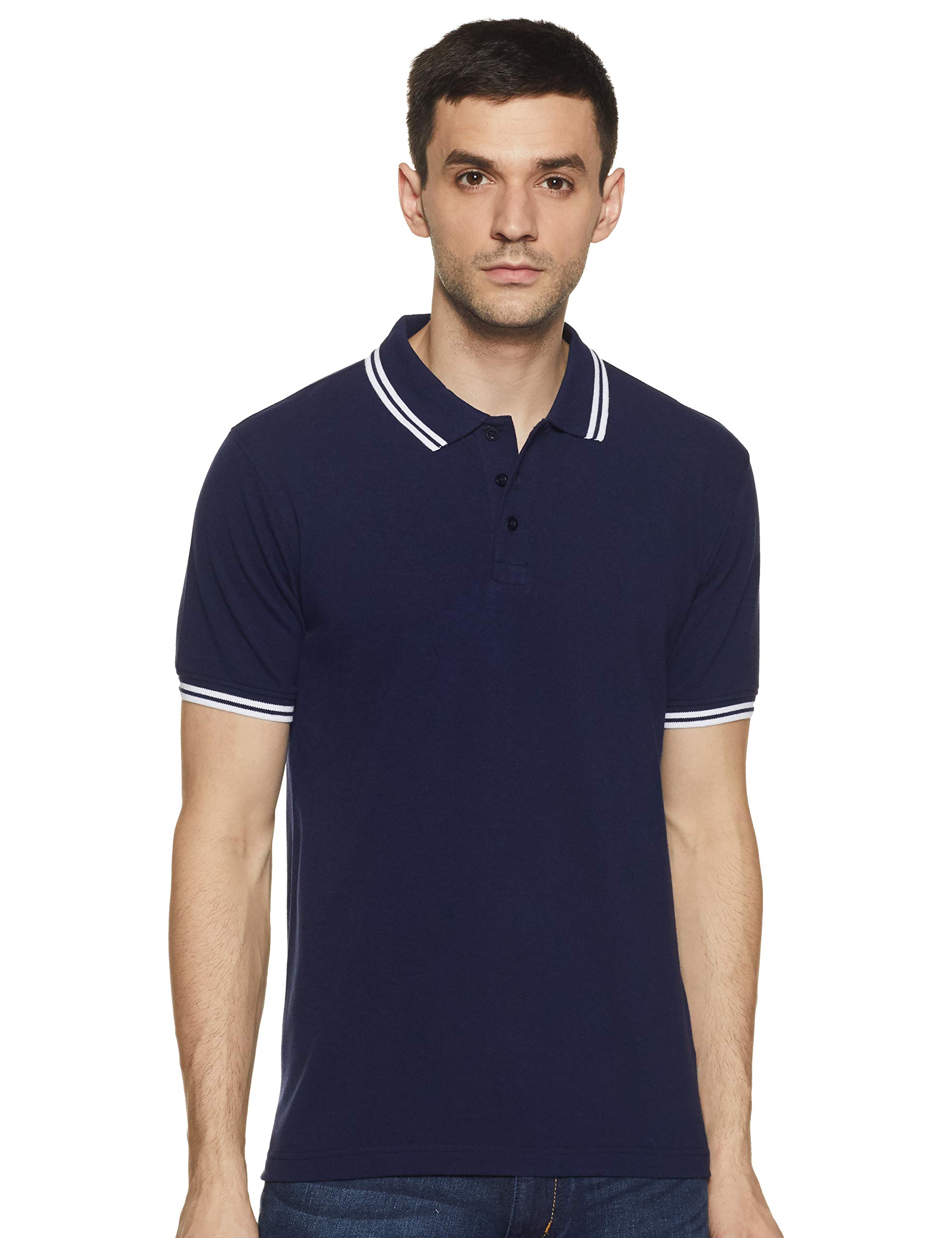 Amazon Brand - Symbol Men's Solid Cotton Rich Polo T Shirt | Classic Collar Tshirts | Half Sleeves | Plain-Regular Fit