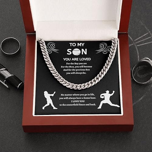 Miniatura 5 de Akido- Regalo de béisbol para hijo, regalo de cadena de eslabones cubanos para hijo de béisbol, para hijo de papá o mamá, regalo de béisbol con