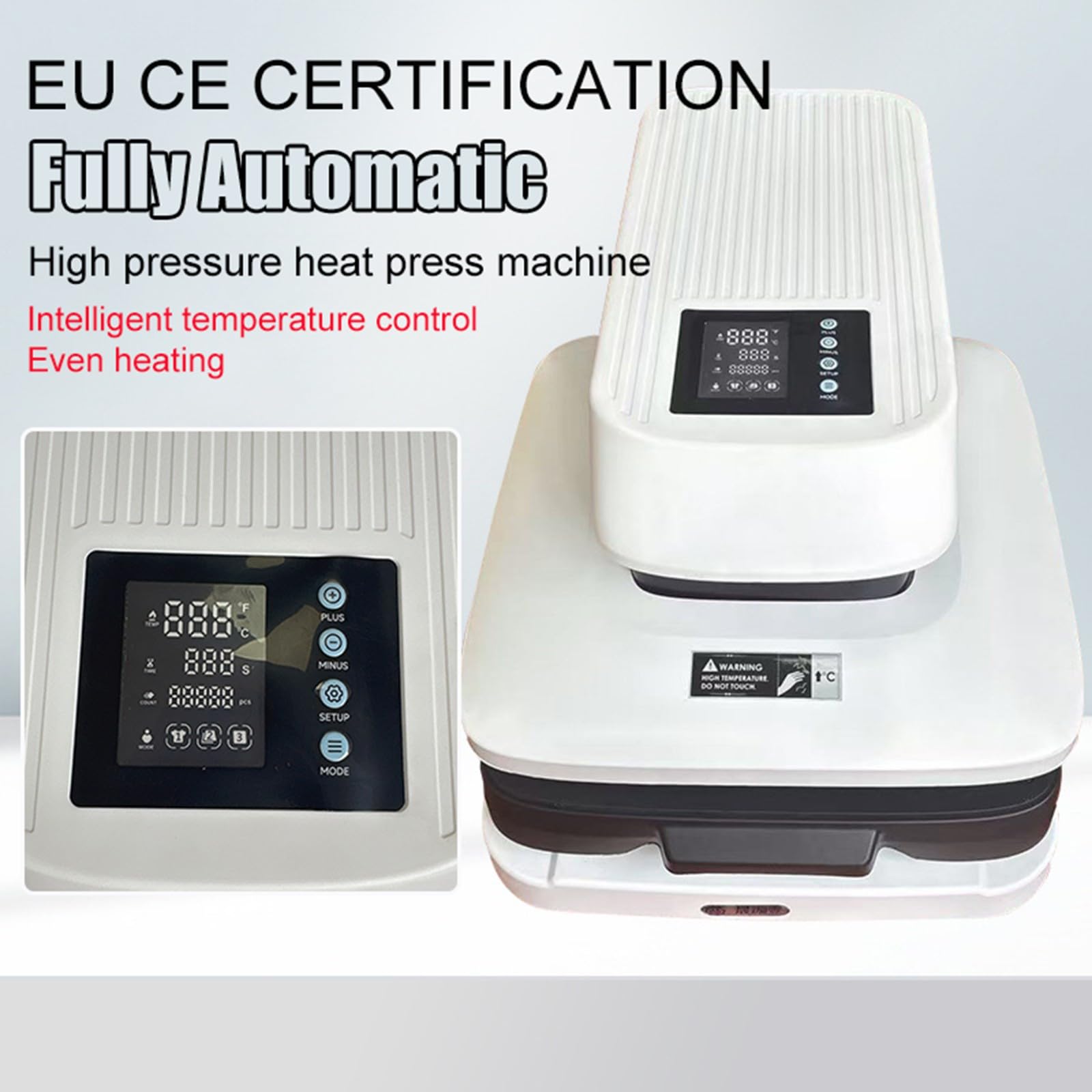 Máquina de Prensa de Calor Automática Prensa de Camisetas Inteligente15x15 In Para Sublimación con Prensa Liberación Automática Transferencia de Calor Control Digital de Temperatura Tiempo A,38*38CM