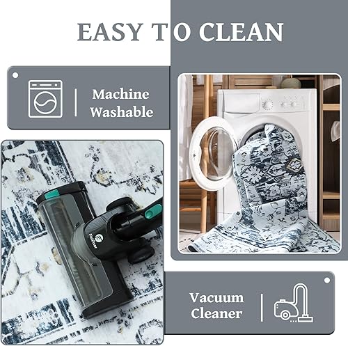 Miniatura 6 de 3x5 Area Rugs - Machine Washable Rugs for Living Room, Area Rug with Non-Slip Backing, Stain Resistant Vintage Medallion Rug for Bedroom, Ultra-Thin