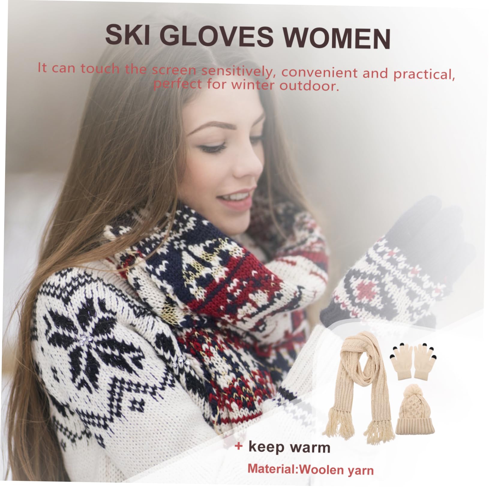 Healvian Gorro De Lana Bufanda Guantes Tres Gorros De Invierno Gorros Suaves Guantes Mitones De Invierno Bufanda De Punto Bufanda De Mujer Trajes De Invierno Para Mujer Guantes