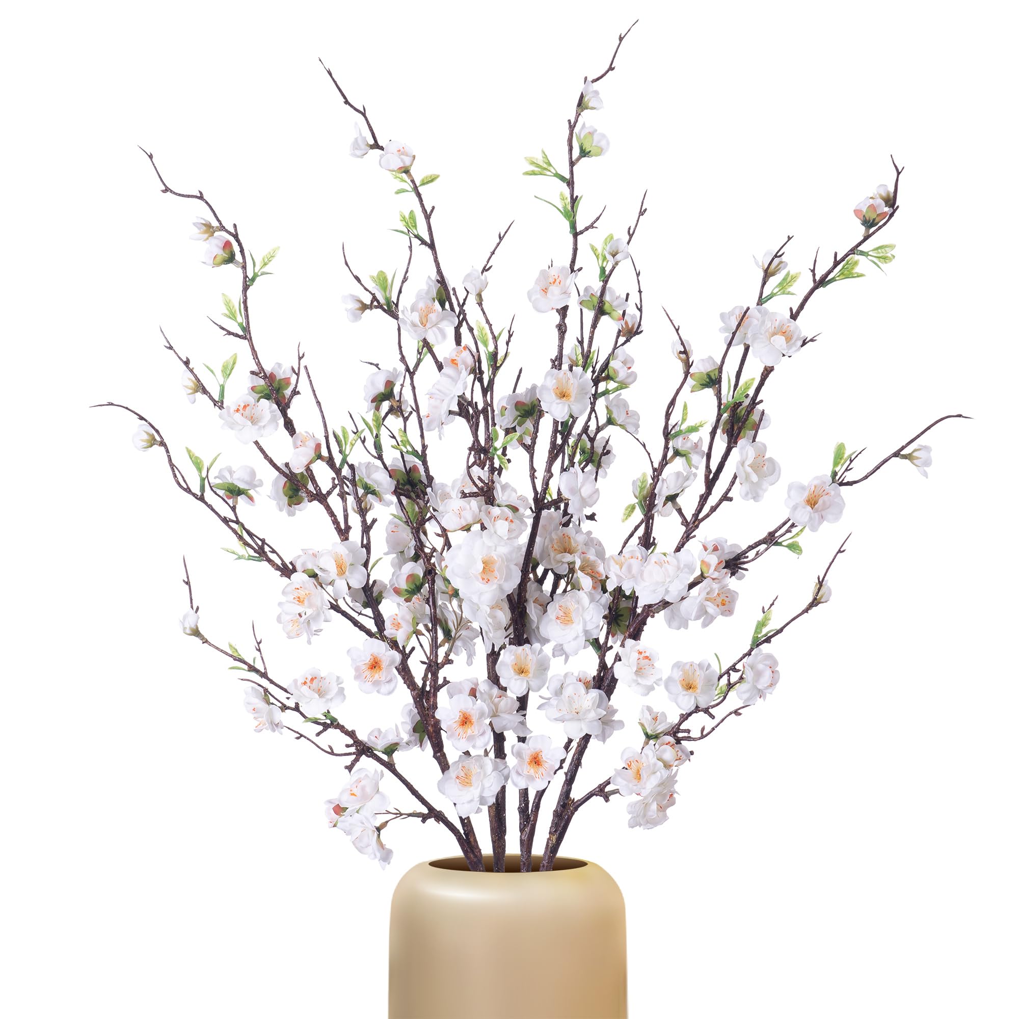 Ammyoo 4 PCS Artificial Cherry Blossom Branches Indoor Party Decor, Fake Flowers Faux Long Stems Silk Flowers Arrangement for Wedding Home Office