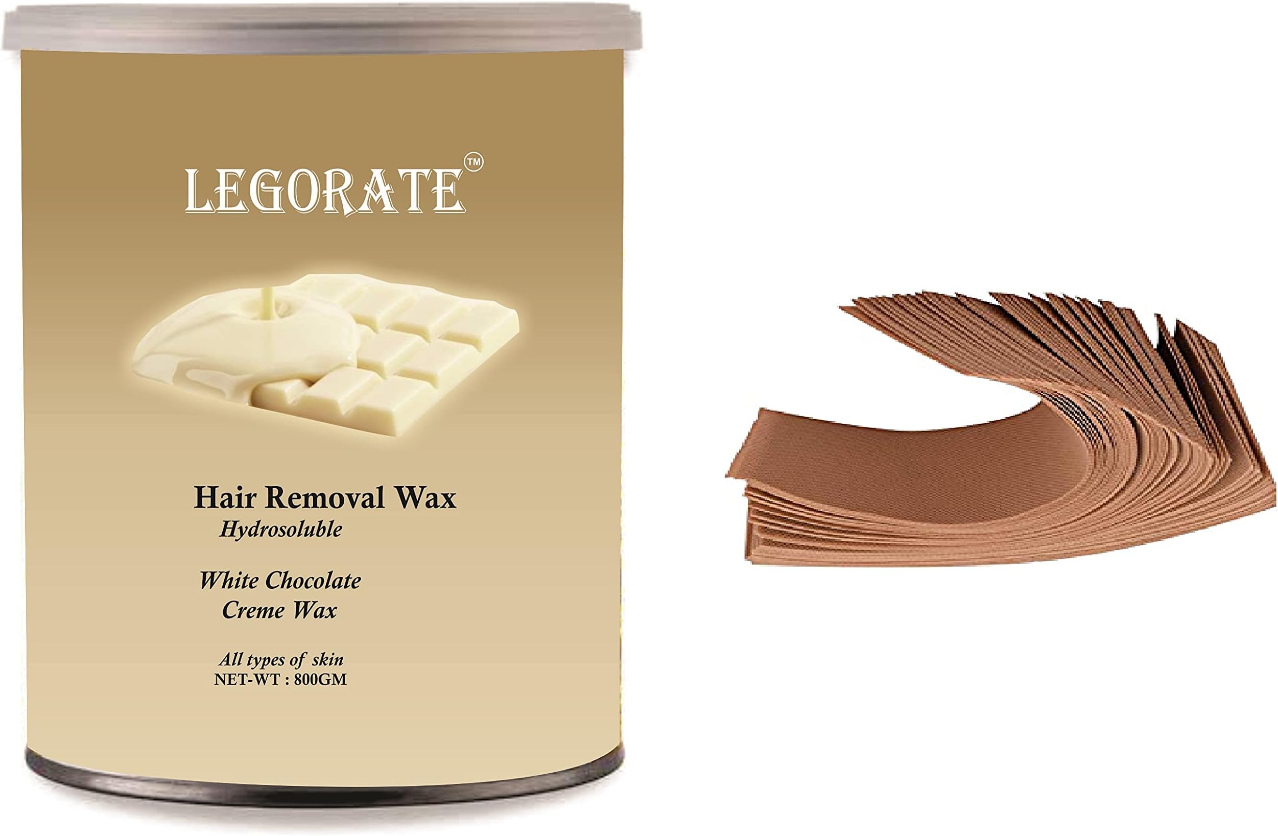 White Chocolate Hydrosoluble Creme Hair Removal Hot Wax (800 gm) Free 20 Waxing Strips