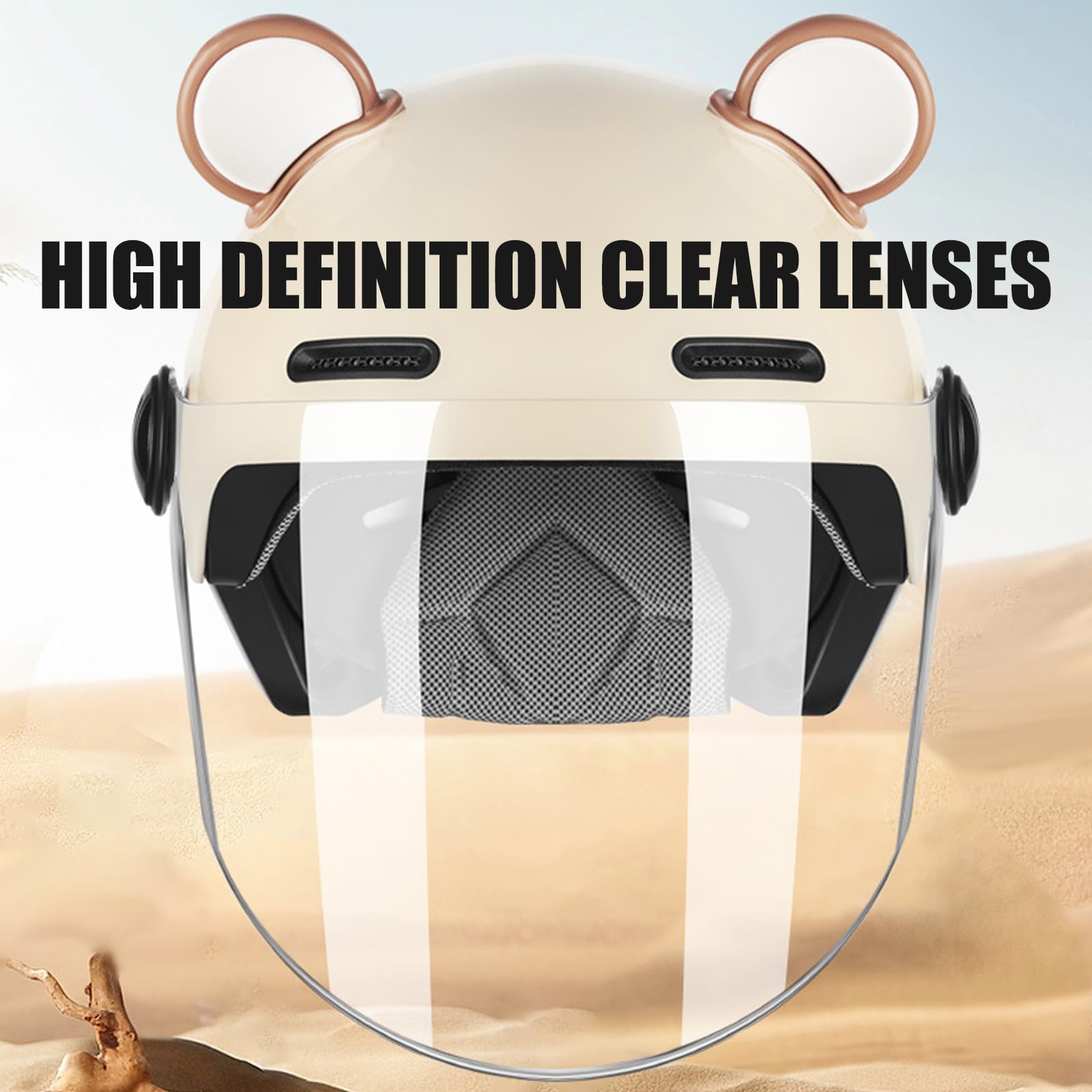 Offener 3/4 halber Motorradhelm mit Ohren, ECE Genehmigter offener Helm für Erwachsene Roller, Go-Kart ATV Rennradhelme für Männer und Frauen