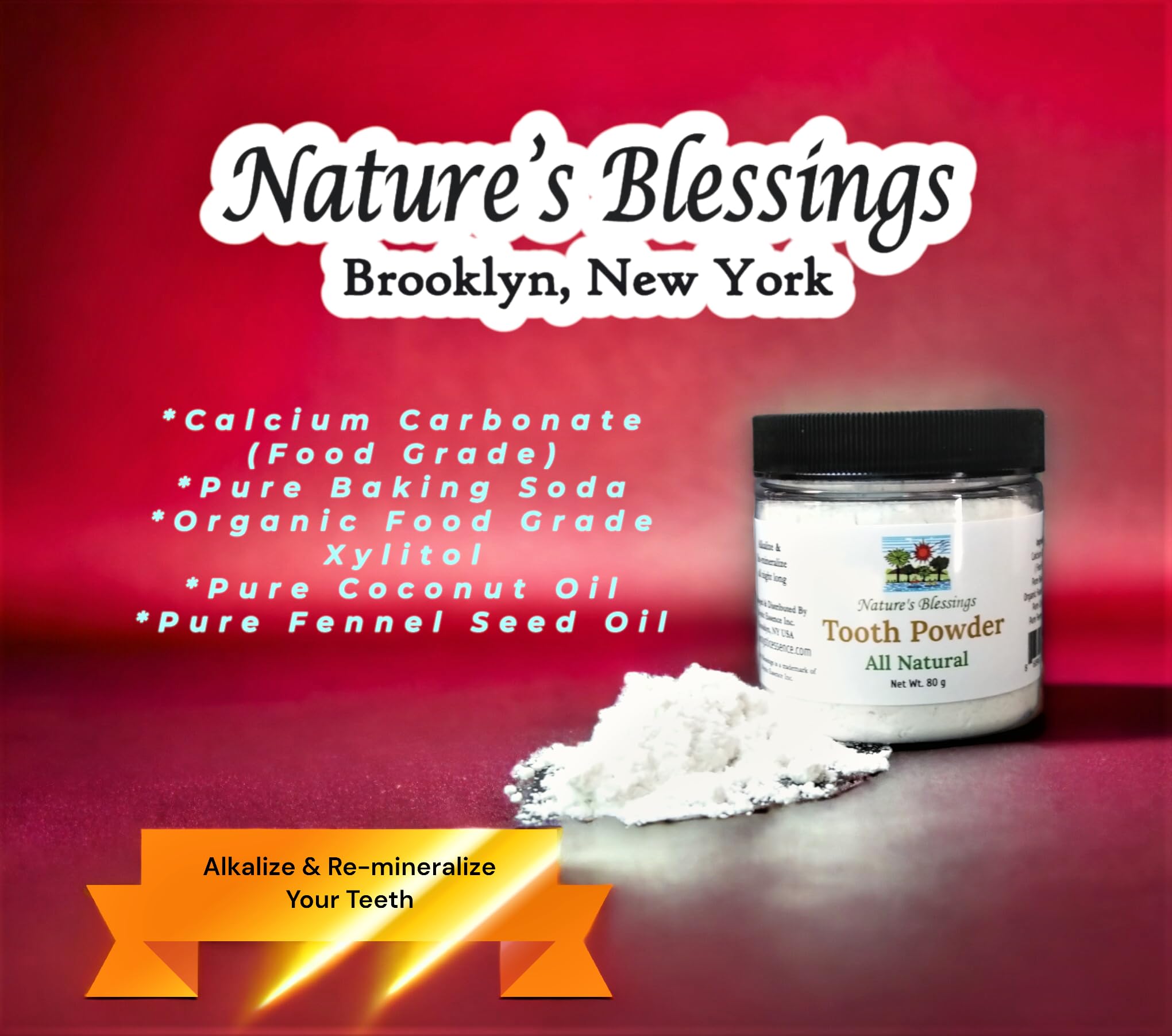 Natural Tooth Powder by Nature's Blessings, 80 gram