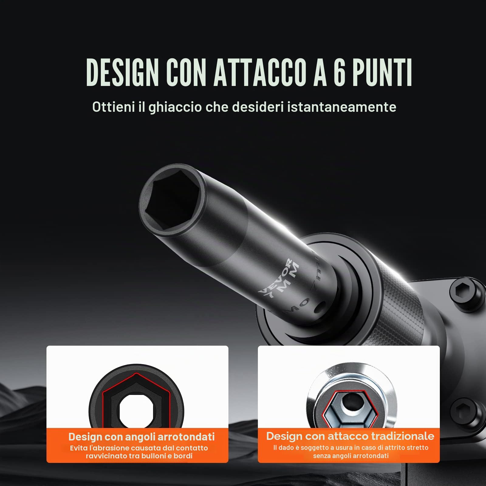 VEVOR Set di Bussole a Impatto 3/8" Set di 90 Bussole 6-19 mm per Avvitatore a Percussione in Acciaio Legato Cr-Mo, Set Chiavi a Bussole Durezza HRC 42-48 Accessori in Valigetta per Riparazione Auto