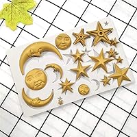 Vista 5 de Moon Stars Sun Face Molde de silicona para fondant, caramelo de chocolate, pasta de goma, herramienta de decoración de pasteles, herramientas
