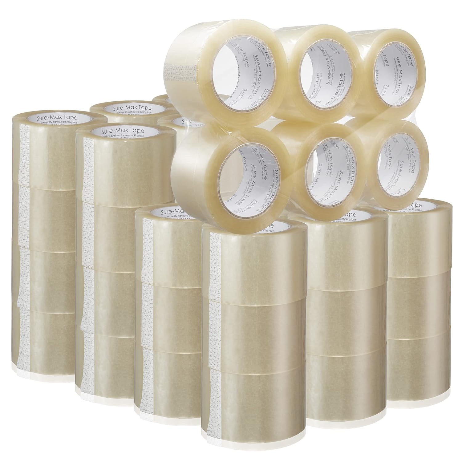 Sure-Max 48 Rolls Extra-Wide Shipping & Packing Tape (3" x 110 yard/330' Each) - Moving & Adhesive Carton Sealing - 2.0mil Clear