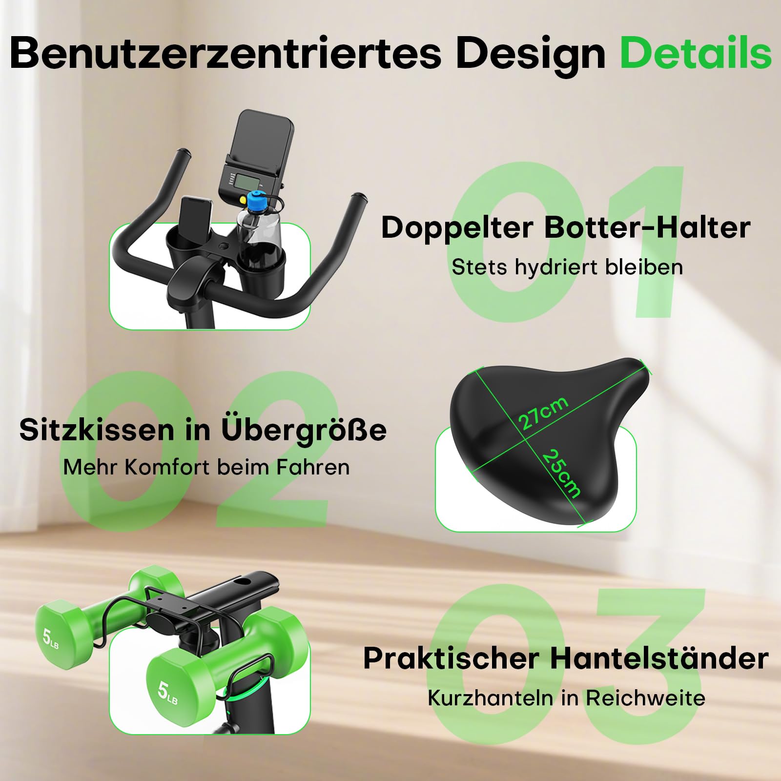 Heimtrainer Fahrrad mit App, Einstellbarer Magnetischer Widerstand Hometrainer Fahrrad, Leise & Bequem Ergometer Heimtrainer mit Hantelablage, LCD-Display, Tablet-Halterung, Bis 180KG