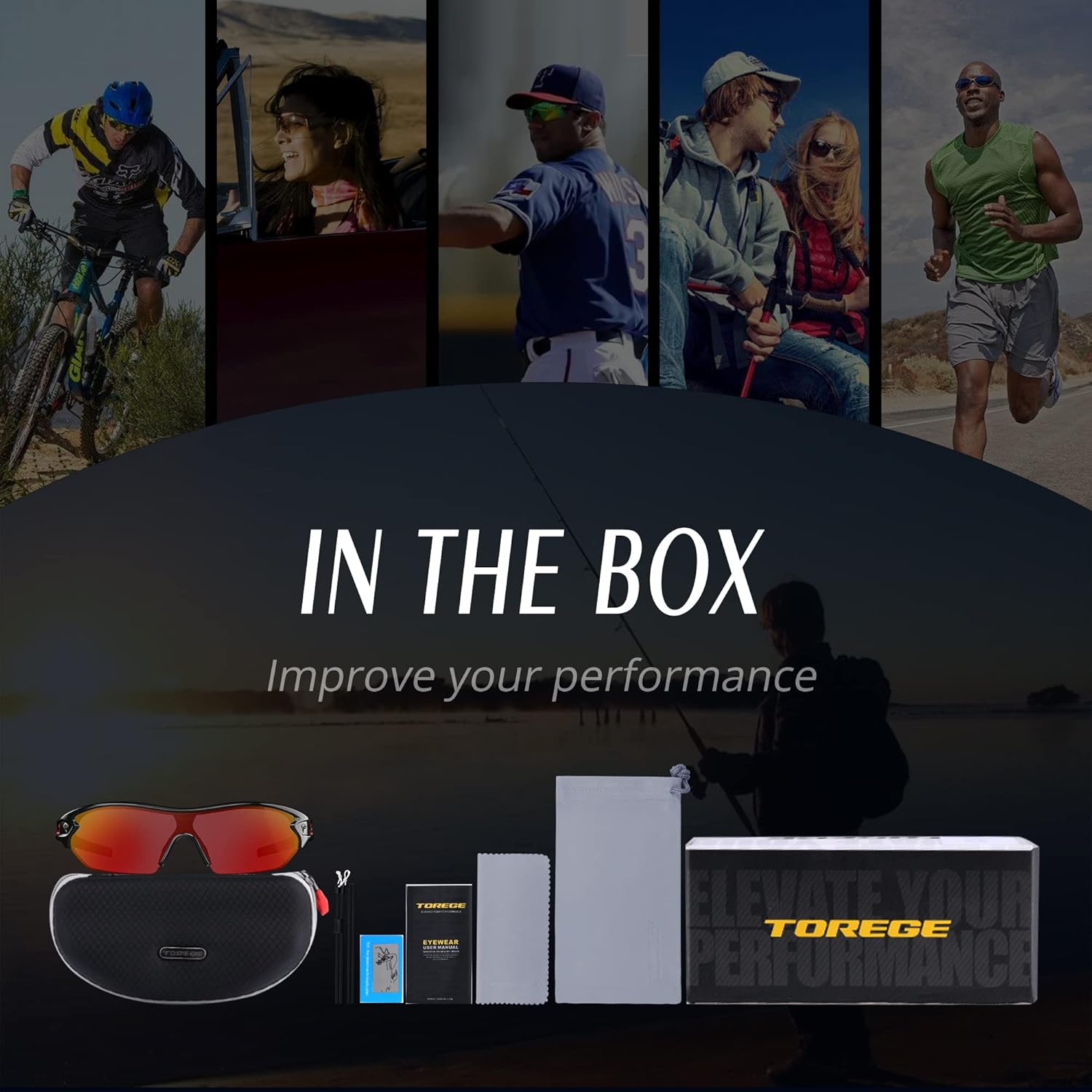 TOREGE Polarized Sports Sunglasses for Men Women Cycling Running Driving Fishing Glasses TR002 - Image 6