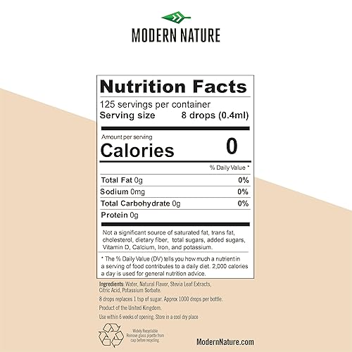 Miniatura 6 de Modern Nature Gotas de sabor a almendras, edulcorante líquido de Stevia Drops - Alternativa de jarabe de café sin azúcar sin calorías - Para café