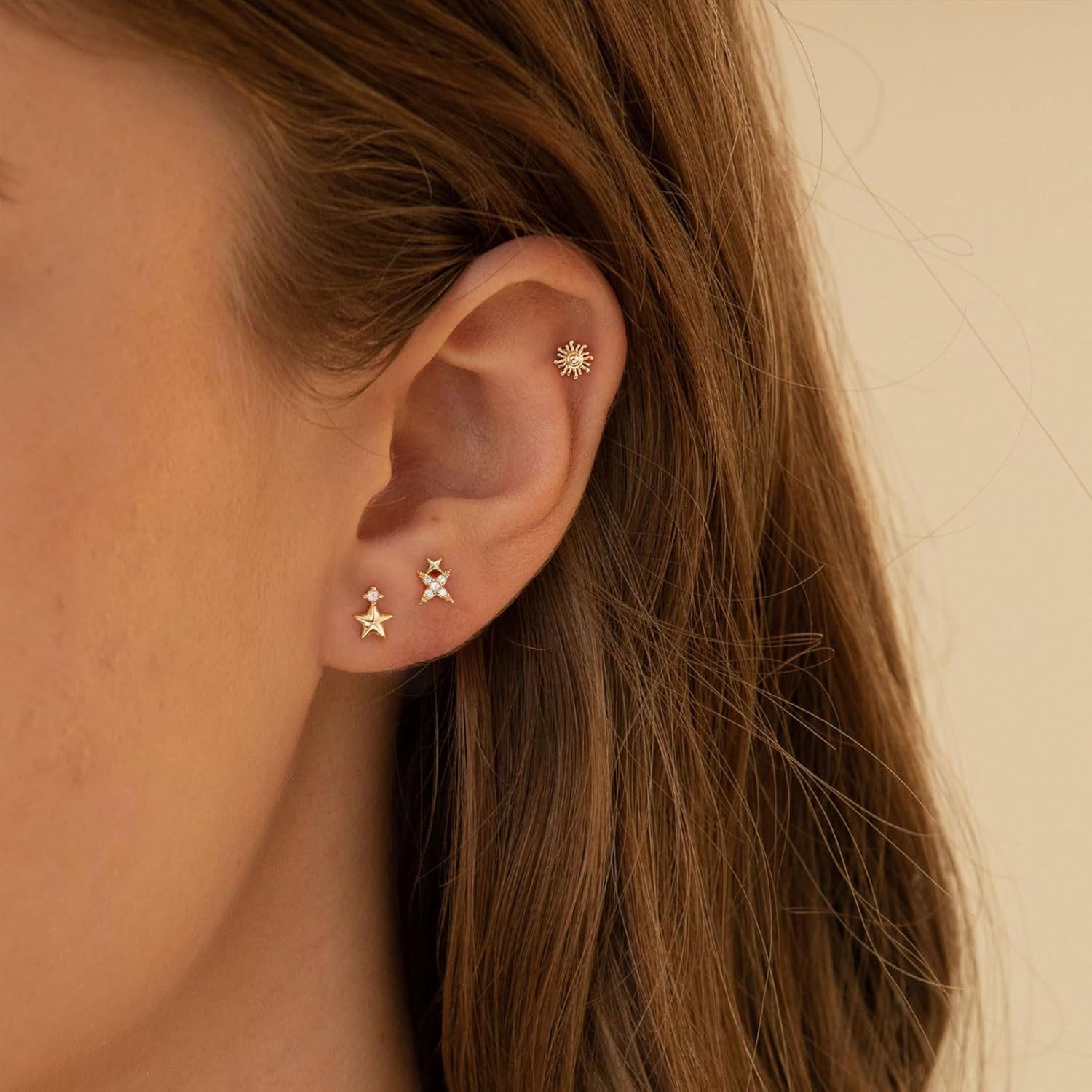 VRIUA 20G Tiny Flat Back Earrings for Women - 14K Gold/Silver Plated Small Flat Back Stud Earrings Hypoallergenic Cartilage Helix Piercing Jewelry - Image 2