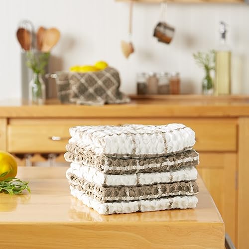 Miniatura 10 de DII Washed Waffle Collection - Juego de paños de cocina preencogidos de gran tamaño, ultra absorbentes, 12 x 12, azul náutico, 6 piezas