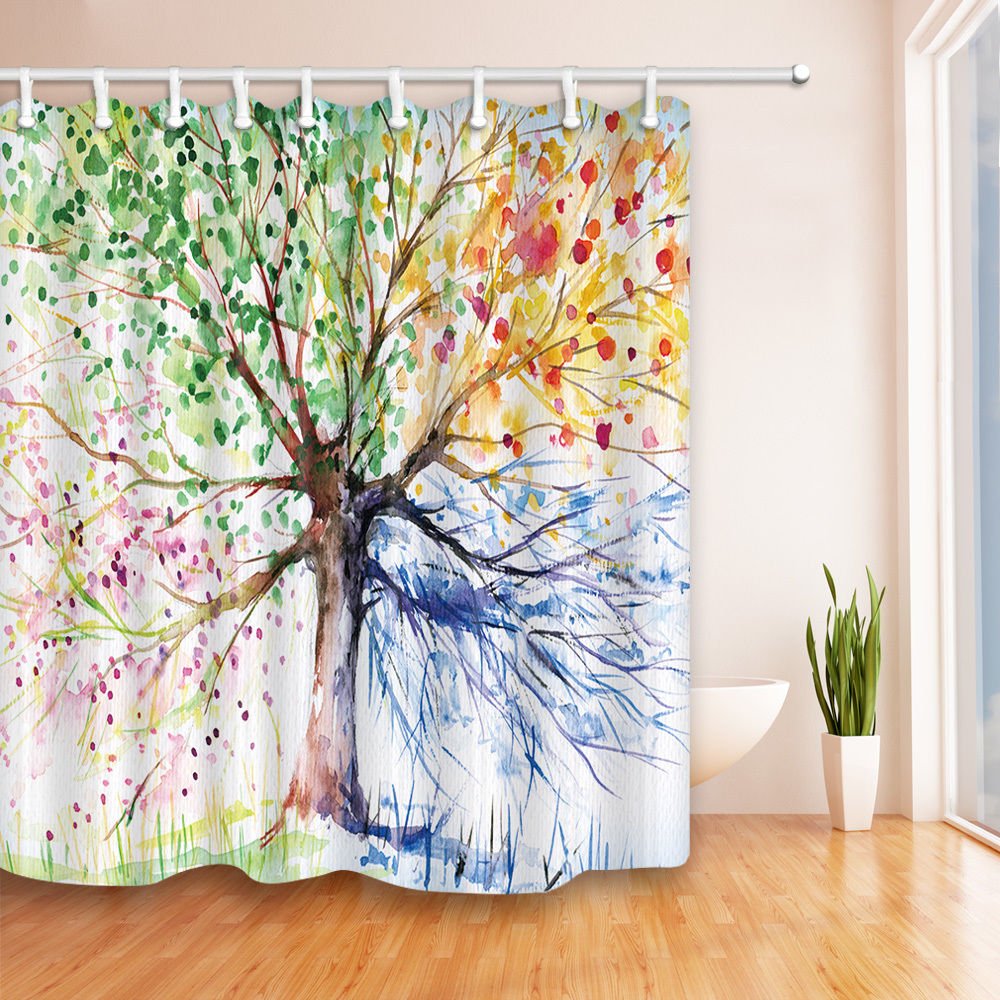 Bathroom Shower Curtain with ink Tree for Home Decoration Double Layer 3D Modern Art Curtain Backdrop Fabric Water-proof (150x180cm, ink tree)