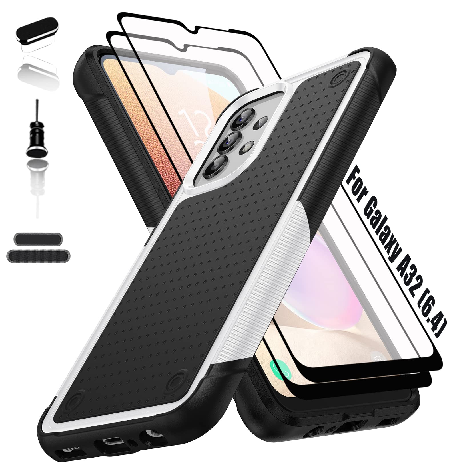 ymxdmd Heavy Duty Case for Galaxy A32 4G 6.4 Inche, Non-Slip Textured Grip Bumper Militar…