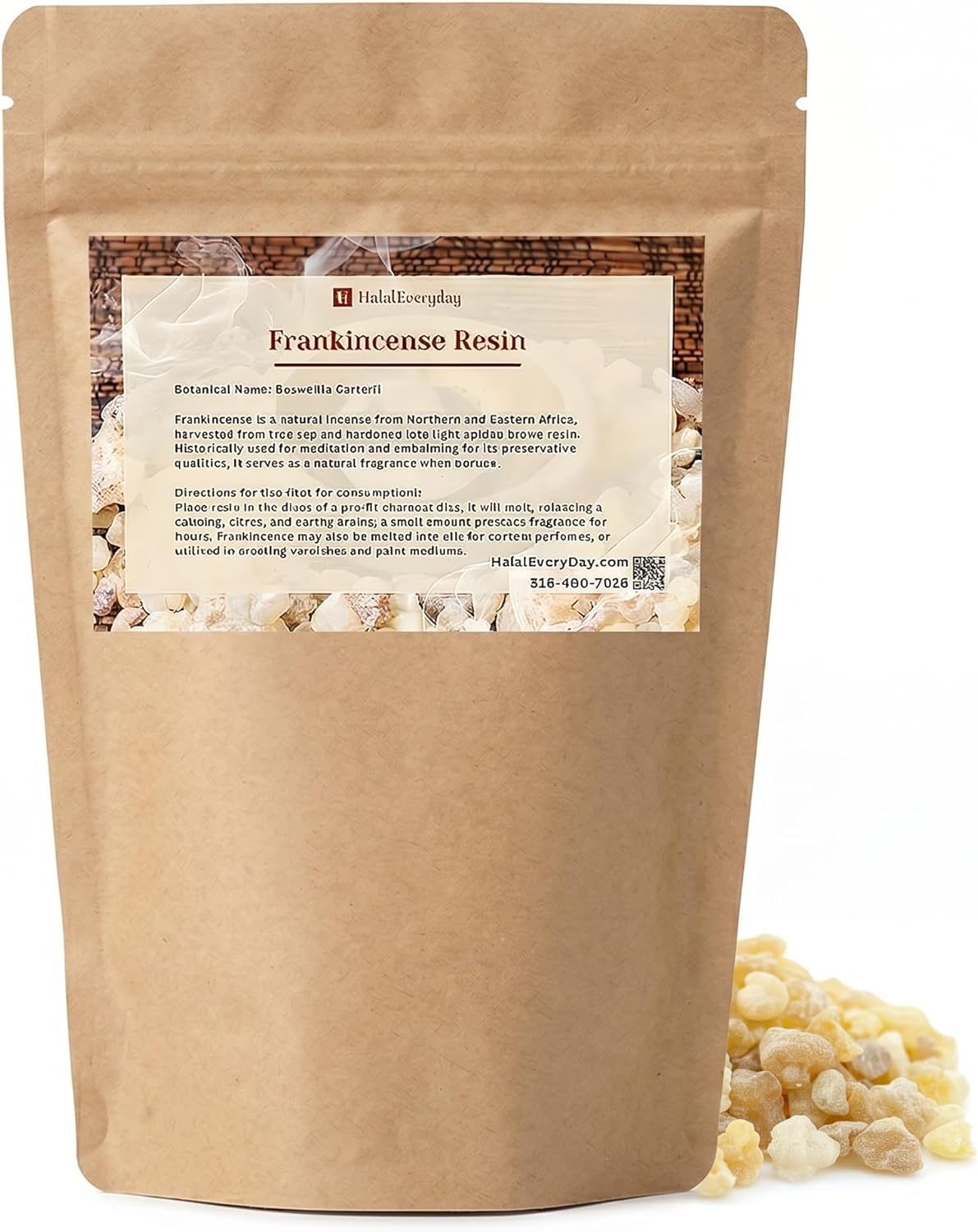 HalalEveryDay Frankincense Resin Tears from Ethiopia Gum Olbinum Boswelia Serrata, 16 oz / 1 lb Bag, Resin for Home Fragrance, Bakhoor and Incense Use