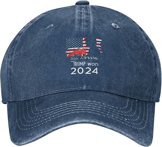 N \ A Trump Won Trump Train 2024 American Flag Unisex Adult Cowboy Hat Full Cotton Curved Brim