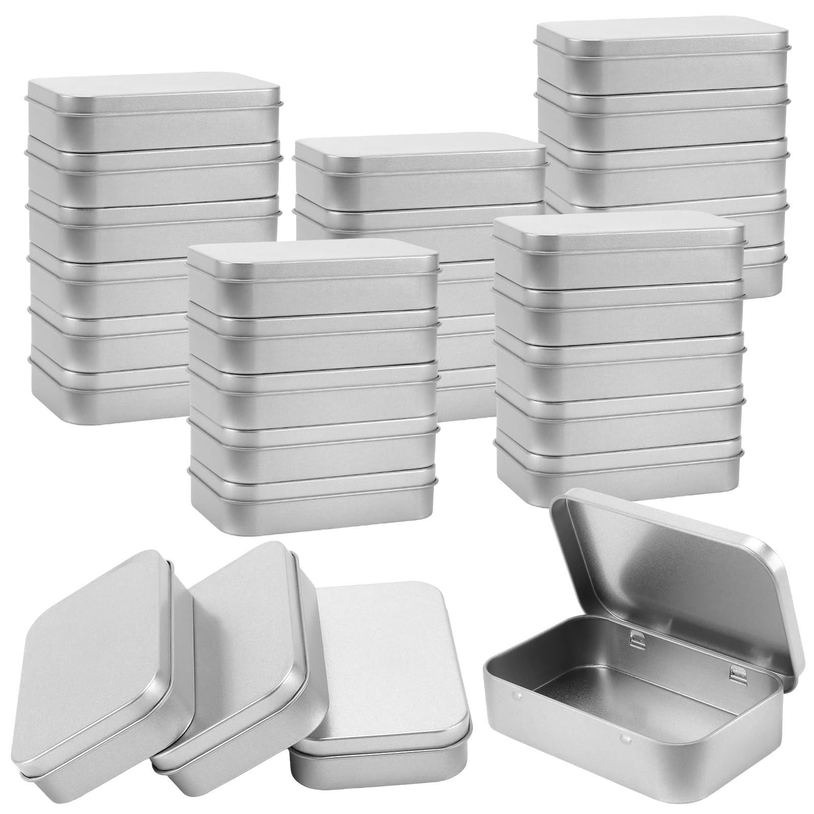 Petites boîtes rectangulaires à charnière métal argenté SOUJAP contre le désordre des tiroirs