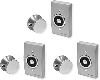 Seco-Larm Pack of 3 DH-171SQ Flush-Mount Magnetic Door Holders, 33 lb Holding Force, Wired Electric Operation, Tri-Volt 12/24 VAC/VDC and 120 VAC, Cast Aluminum Faceplate, Low Profile