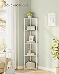 SONGMICS HOME Corner Shelf, Superfast Toolless Assembly, 5-Tier Corner Standing Shelf, Corner Shelf Stand, Living Room, Bedroom, Kitchen, 15 x 10.6 x 54.7 Inches, Snow White ULBC610W01