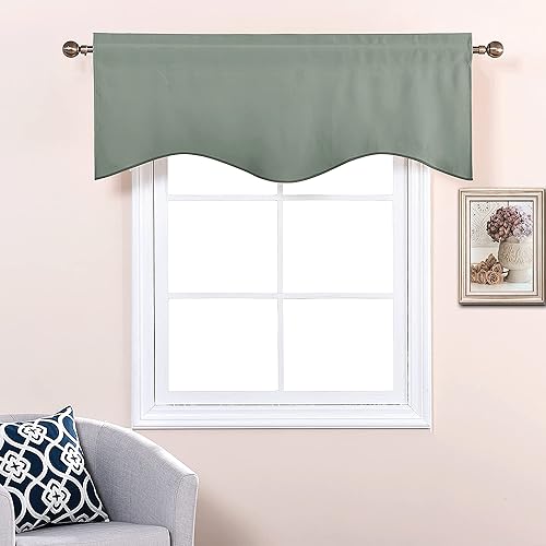 Miniatura 5 de NICETOWN Cortina opaca con cenefa de cocina para ventanas, sala de estar, sótano, estilo granja, oscurecimiento de habitación, cenefa de cortina
